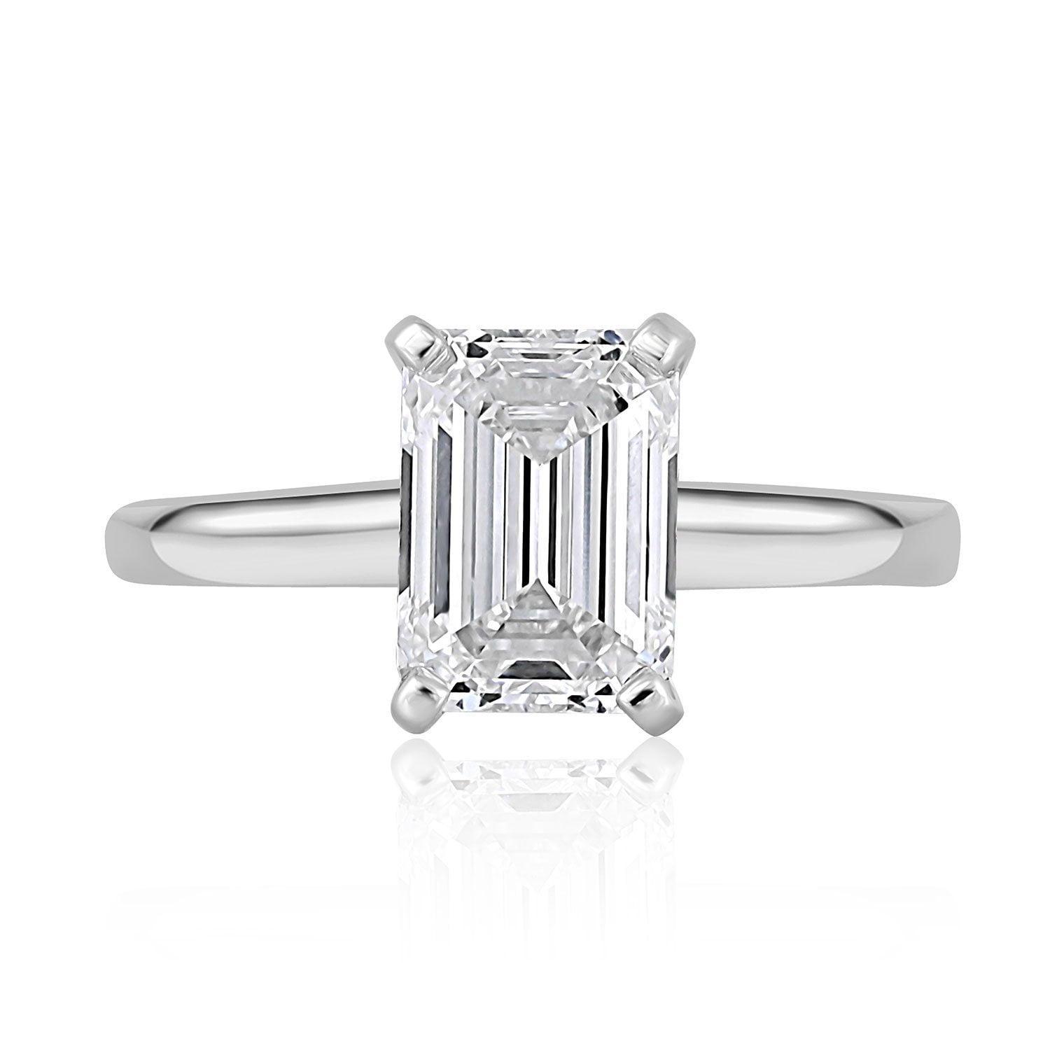 Lab Created Emerald Cut Solitaire Diamond Ring in 18K Gold