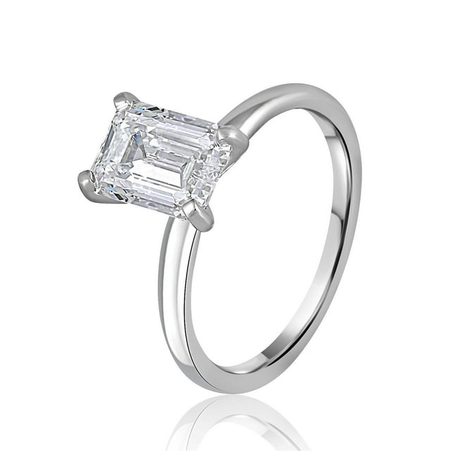 Lab Created Emerald Cut Solitaire Diamond Ring in 18K Gold - Image 3