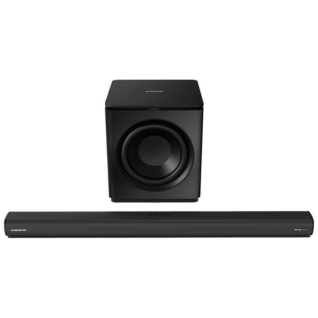 Monster Soundstage Pro Dolby Atmos 7.1.2 Channel Soundbar with 12″ Wireless Subwoofer, Bluetooth 5.4 Enabled, Remote and Wall Mount Kit Included