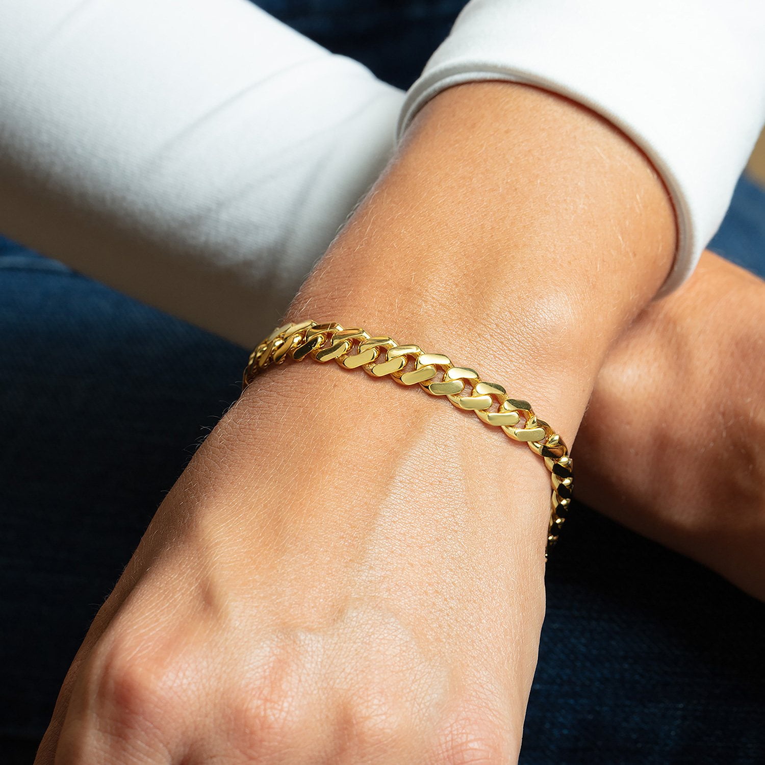 Miami Cuban Chain Bracelet in 14K Gold - Image 4