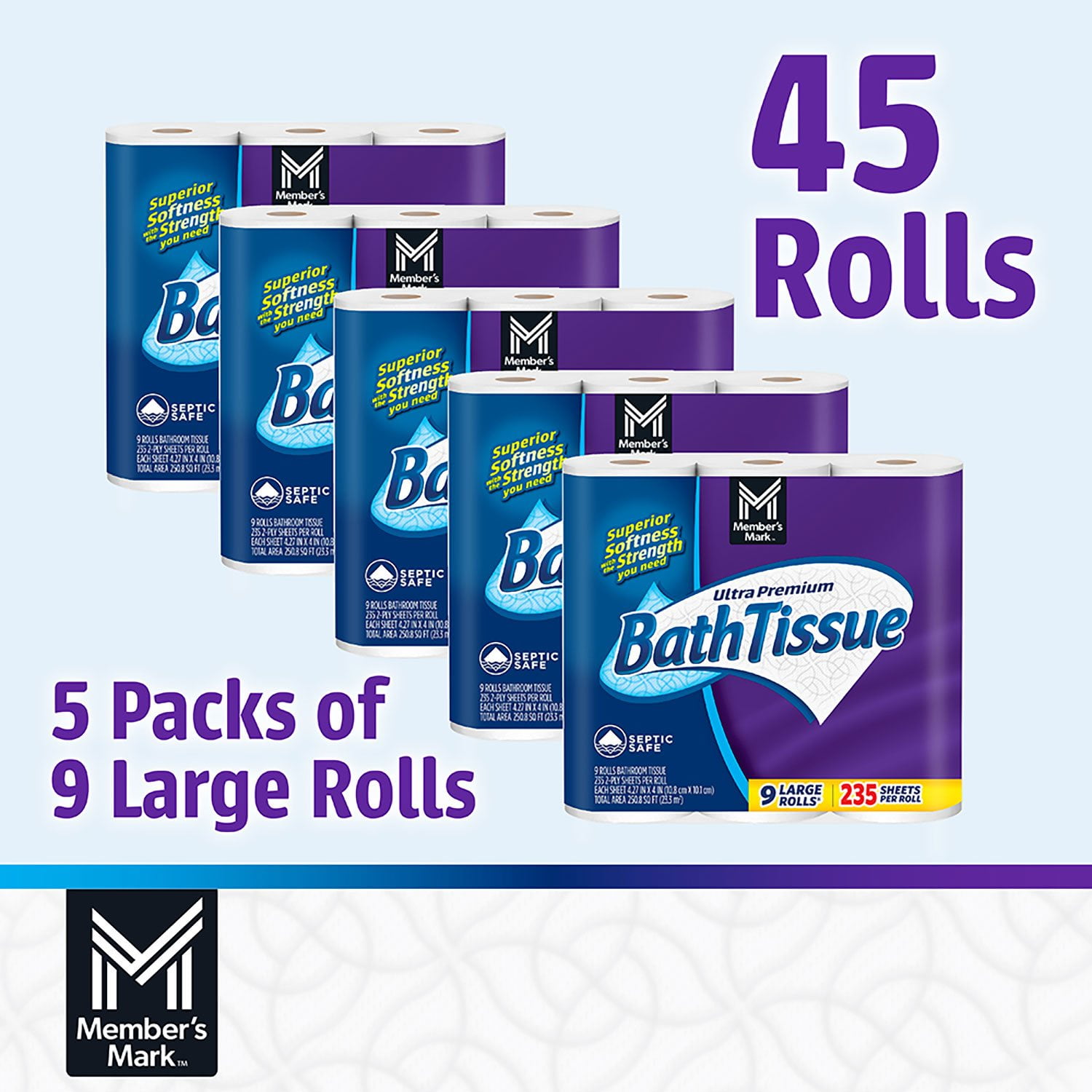 Member's Mark Ultra Premium 2-Ply Toilet Paper 45 rolls, 235 sheets/roll - Image 3