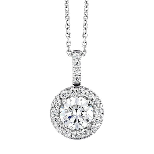 1.10 CT. T.W. Round Cut Halo Diamond Pendant Necklace in 18K Gold